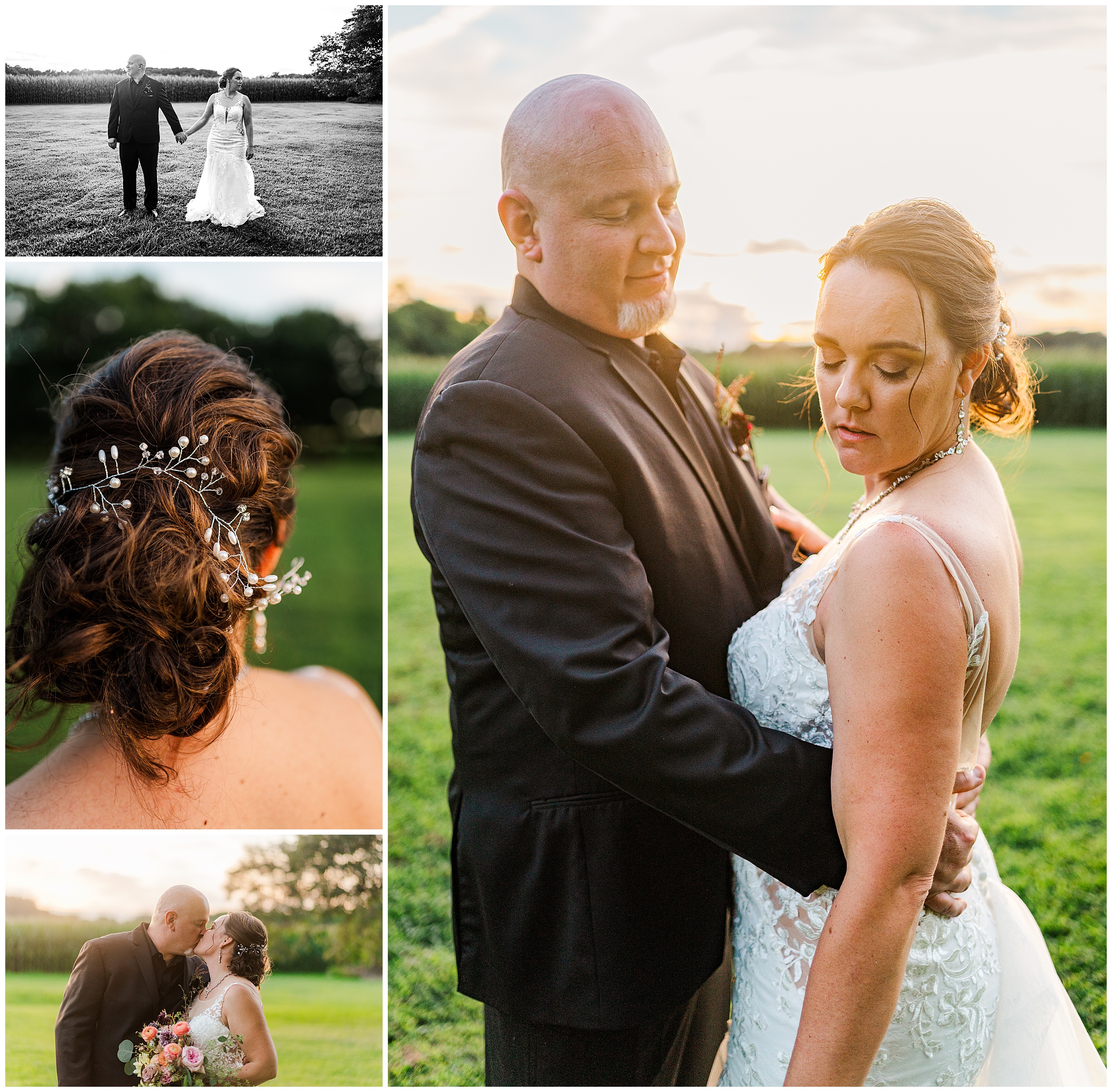 Collage of wedding couple pictures from a Worsell Manor wedding