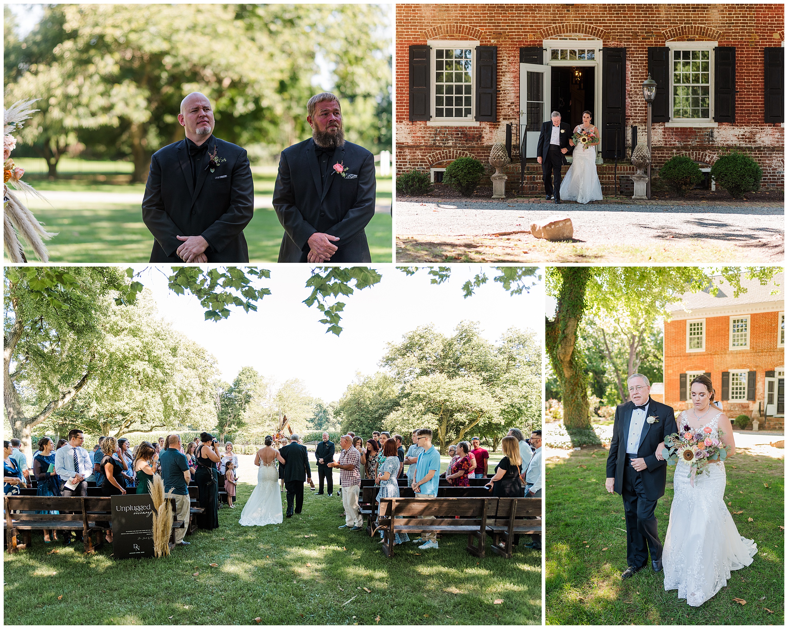 Collage of photos from a Worsell Manor wedding ceremony