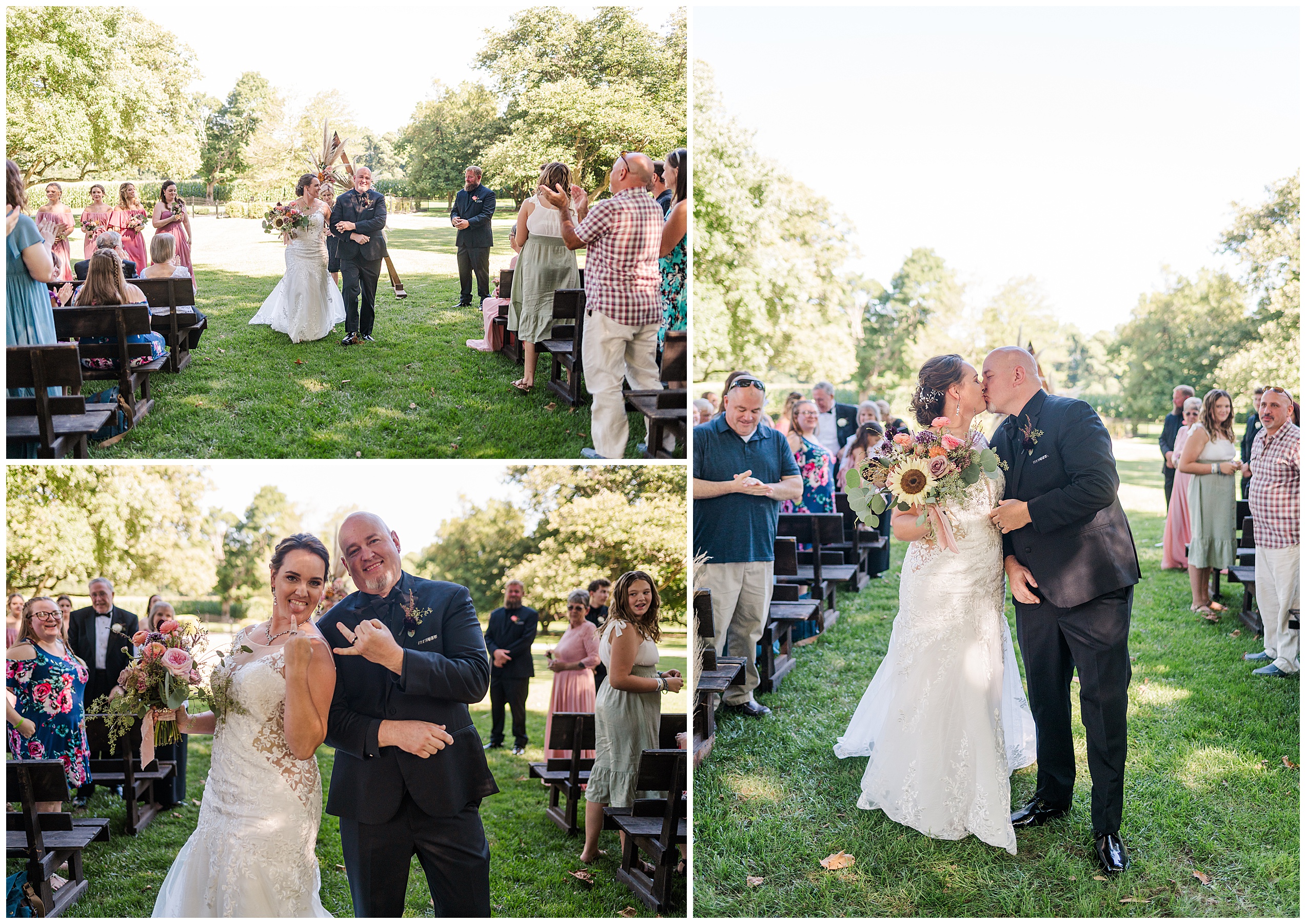 Collage of photos from a Worsell Manor wedding ceremony