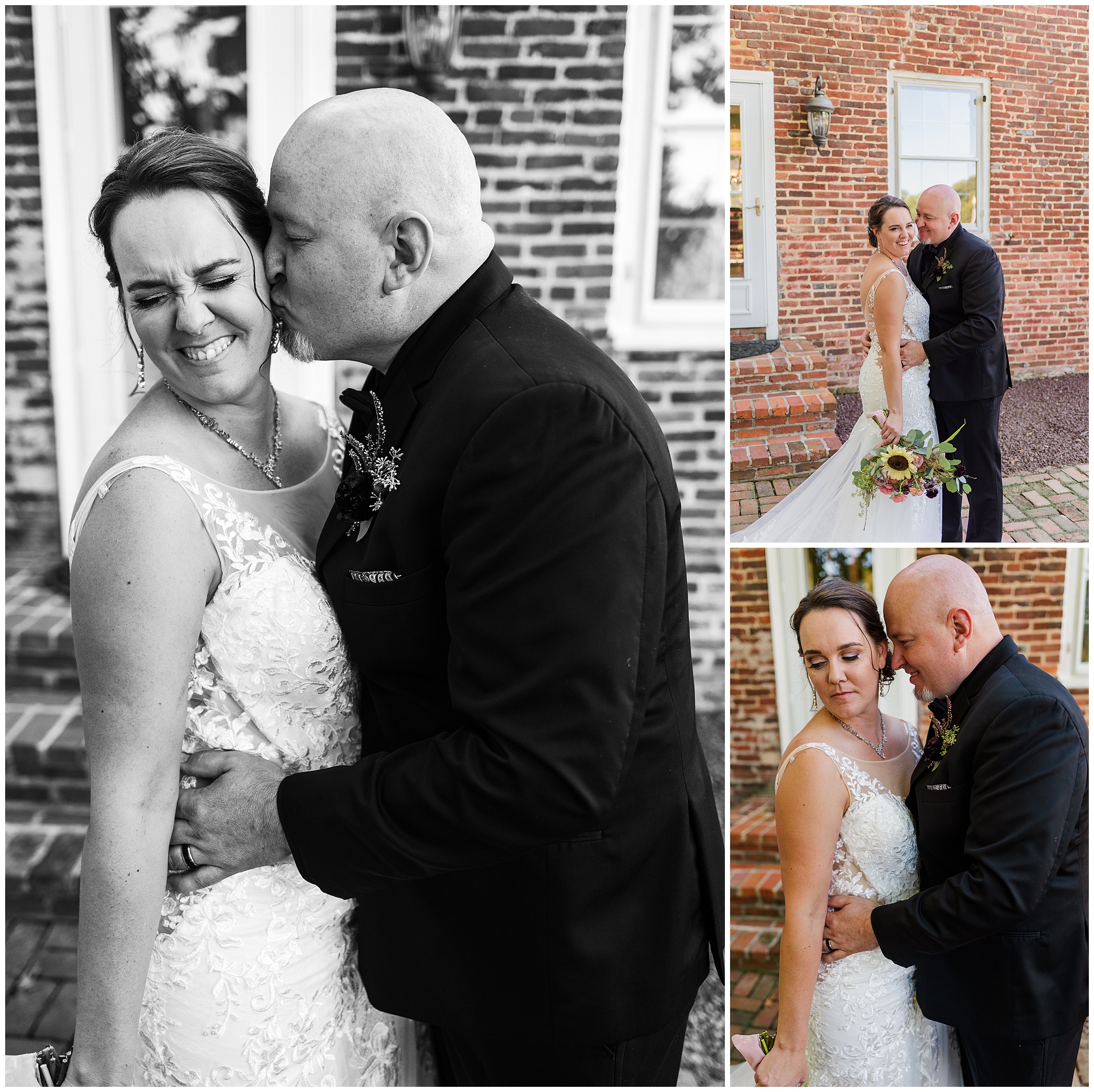 Collage of couples portraits from a Worsell Manor wedding 